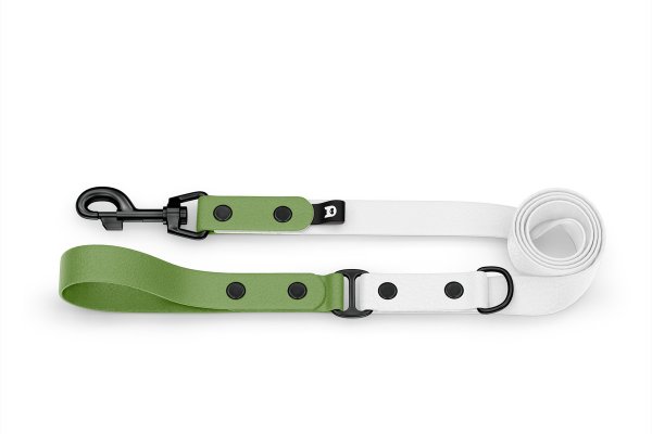 Dog Leash Duo: Olive & White with Black components