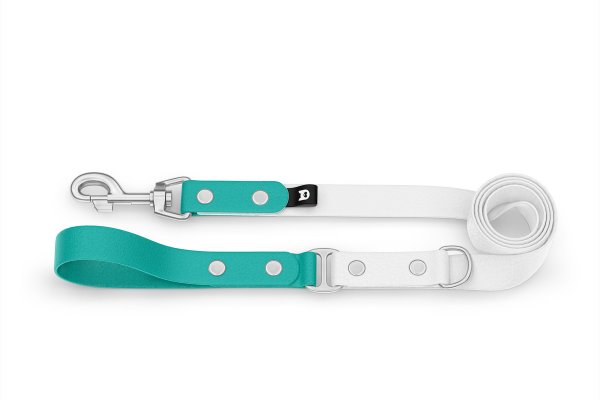 Dog Leash Duo: Pastel green & White with Silver components