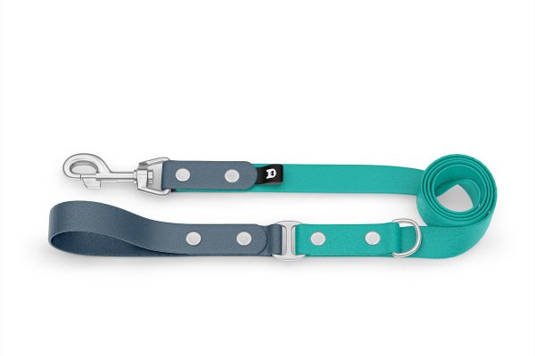 Dog Leash Duo: Petrol & Pastel green with Silver components