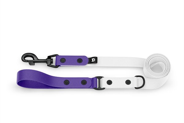 Dog Leash Duo: Purple & White with Black components