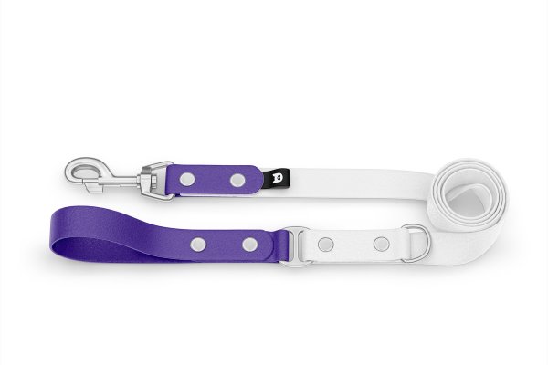 Dog Leash Duo: Purple & White with Silver components