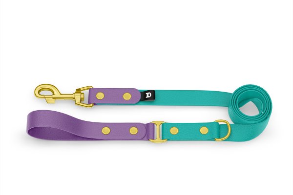 Dog Leash Duo: Purpur & Pastel green with Gold components