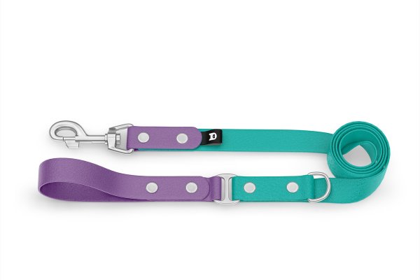 Dog Leash Duo: Purpur & Pastel green with Silver components