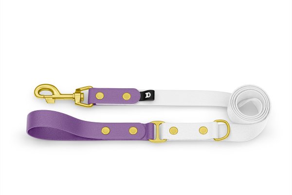 Dog Leash Duo: Purpur & White with Gold components