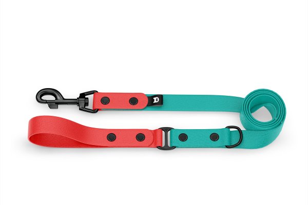 Dog Leash Duo: Red & Pastel green with Black components