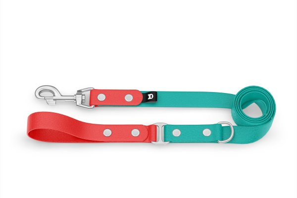 Dog Leash Duo: Red & Pastel green with Silver components