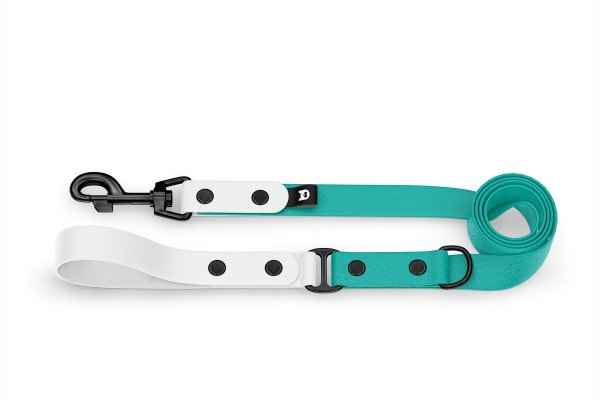 Dog Leash Duo: White & Pastel green with Black components