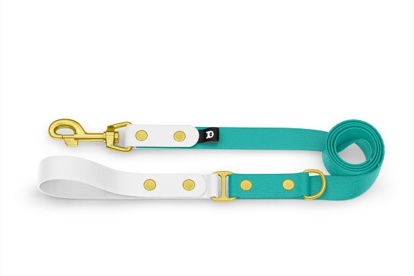 Dog Leash Duo: White & Pastel green with Gold components