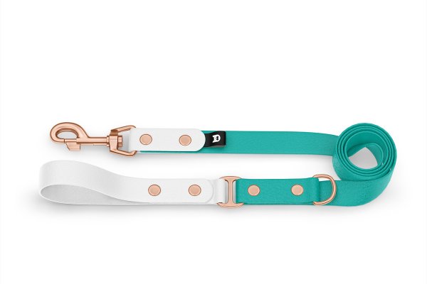 Dog Leash Duo: White & Pastel green with Rosegold components