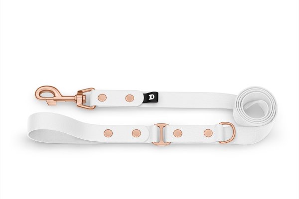 Dog Leash Duo: White & White with Rosegold components