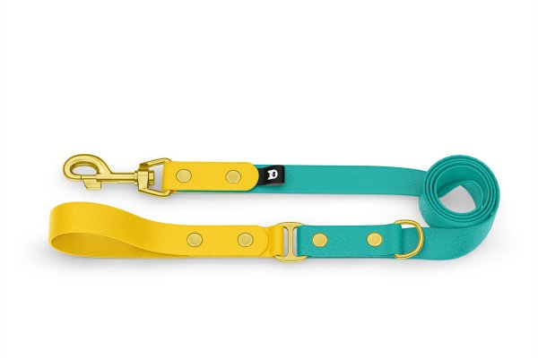 Dog Leash Duo: Yellow & Pastel green with Gold components