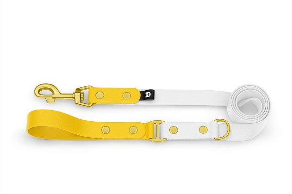 Dog Leash Duo: Yellow & White with Gold components