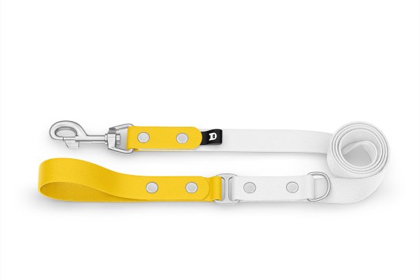 Dog Leash Duo: Yellow & White with Silver components