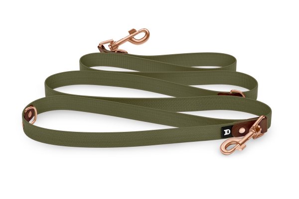 Dog Leash Reduce: Dark brown & Khaki with Rosegold components