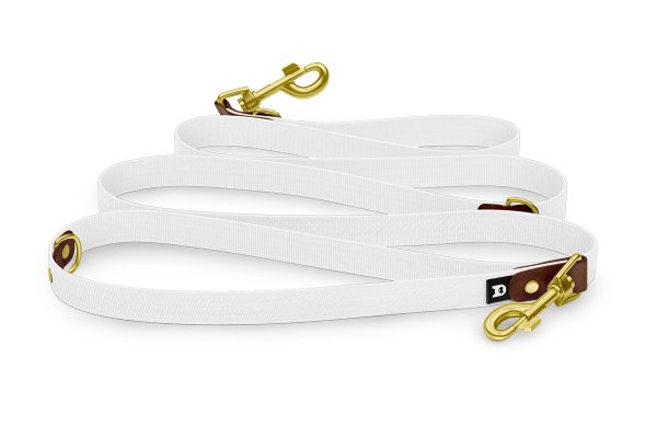 Dog Leash Reduce: Dark brown & White with Gold components