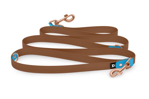 Dog Leash Reduce: Light blue & Brown with Rosegold components