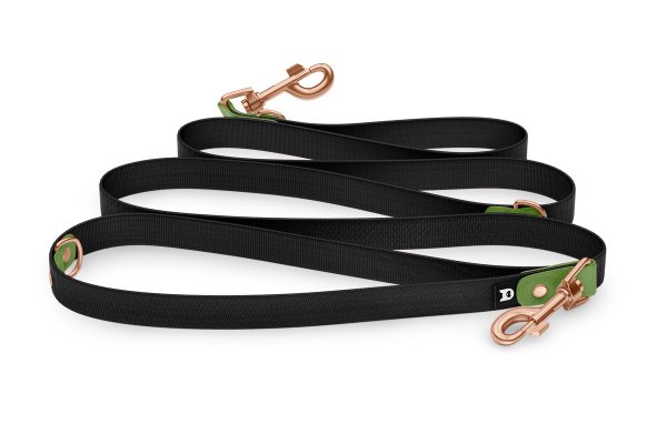 Dog Leash Reduce: Olive & black with Rosegold components