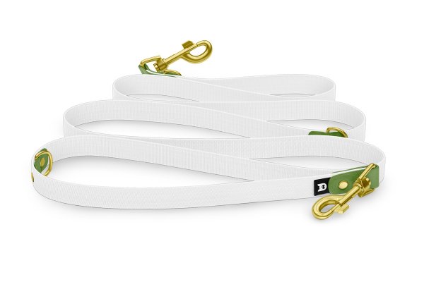 Dog Leash Reduce: Olive & White with Gold components