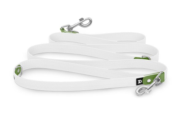 Dog Leash Reduce: Olive & White with Silver components