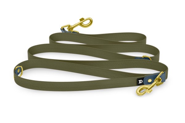 Dog Leash Reduce: Petrol & Khaki with Gold components