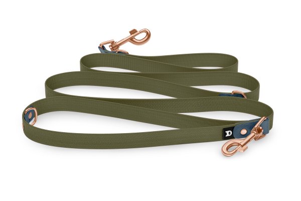 Dog Leash Reduce: Petrol & Khaki with Rosegold components