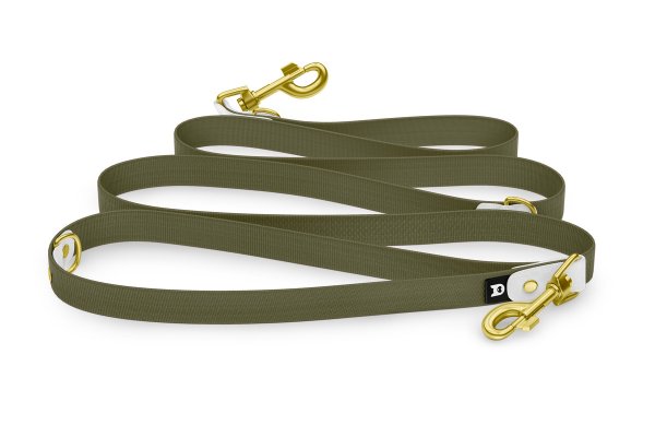 Dog Leash Reduce: White & Khaki with Gold components